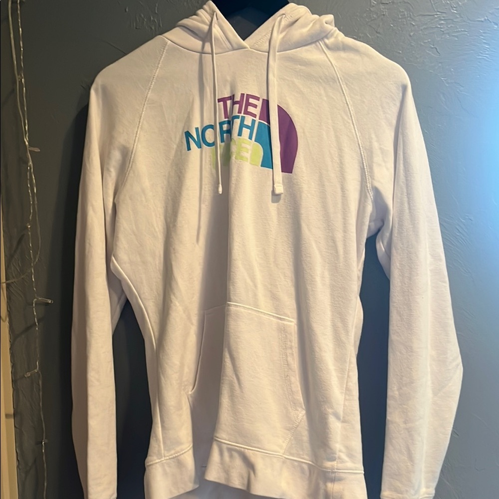 The North Face White Pullover Sweater with Gradient Logo